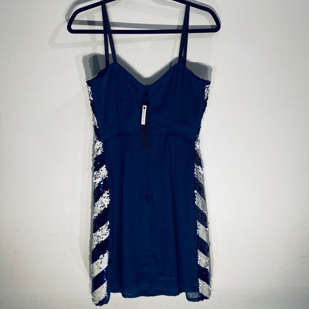 Sexy Sequined Navy/ White Dress**Small $148 - Picture 6 of 6